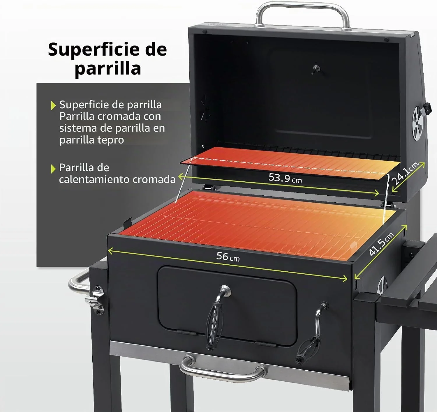 Detalle de la superficie de parrilla cromada de la Tepro Toronto Click