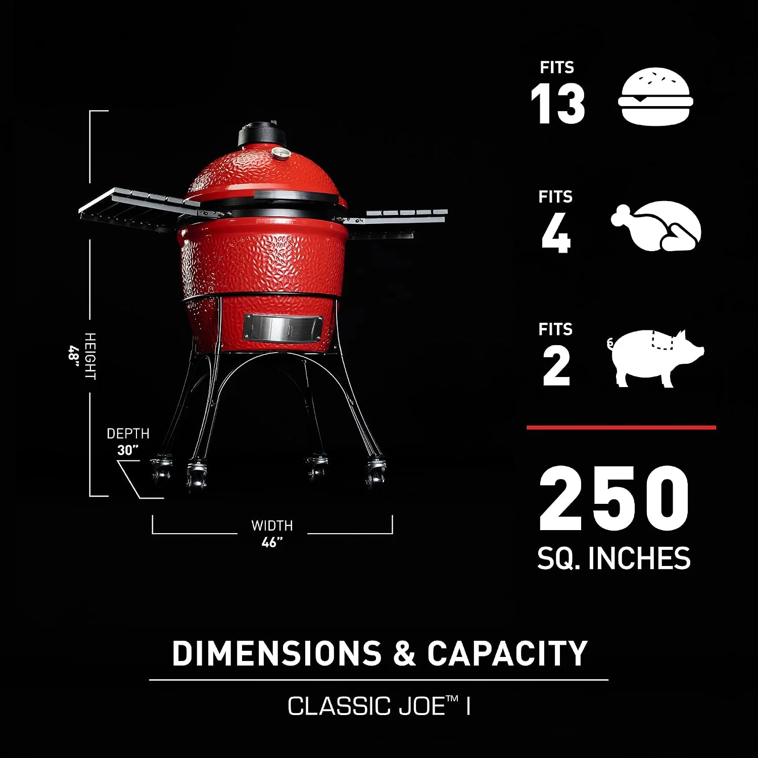 Dimensiones y capacidad de cocción de la Kamado Joe Classic Joe I