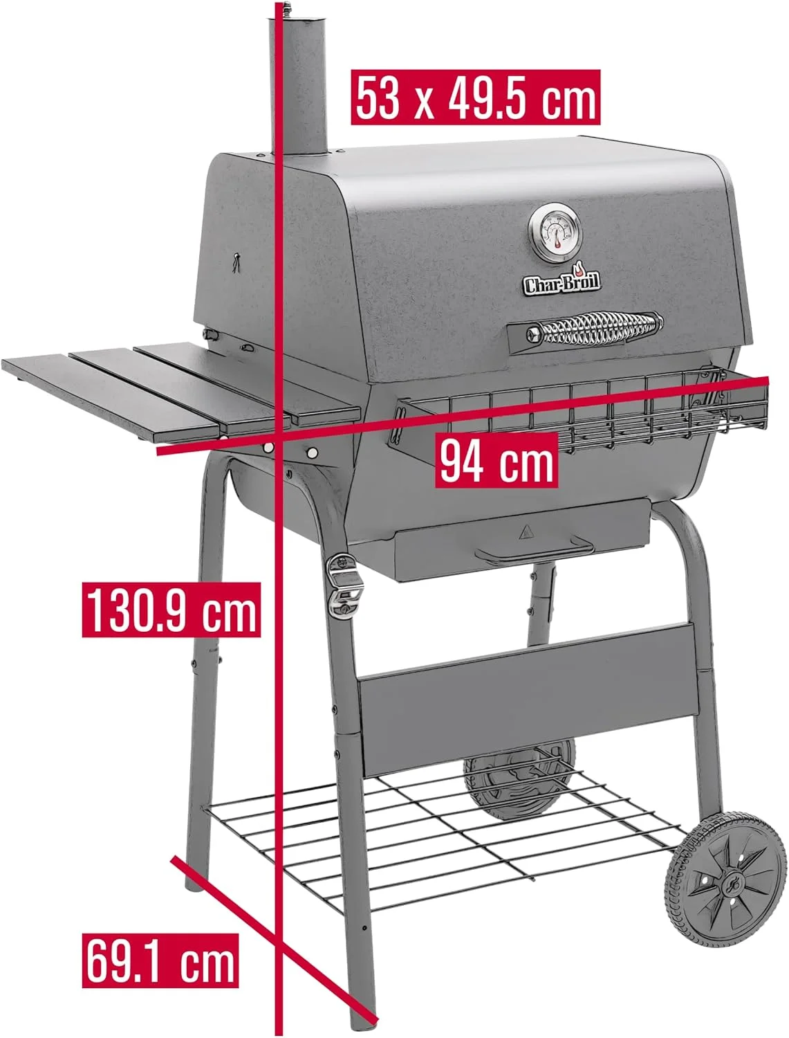 Dimensiones de la barbacoa de carbón portátil Char-Broil Charcoal M