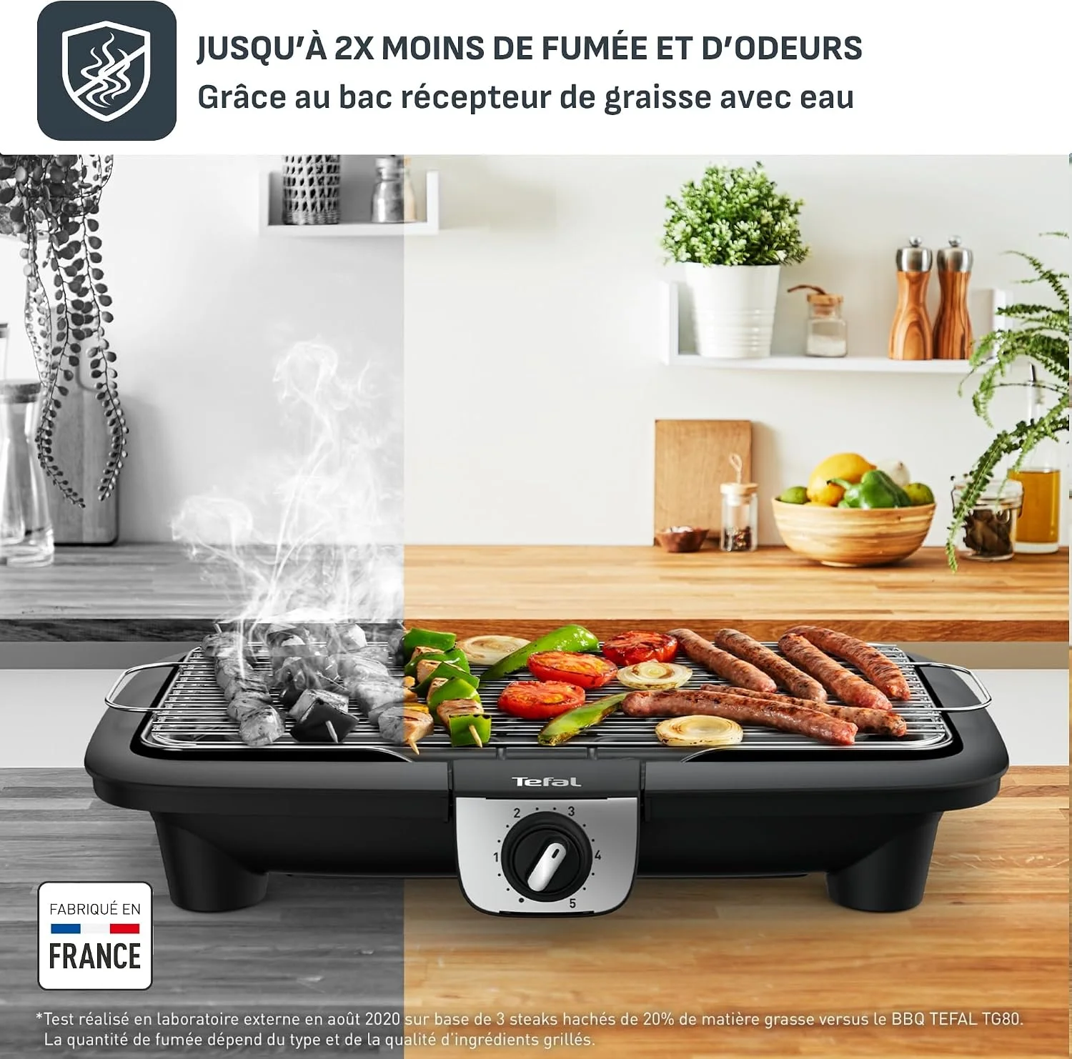 Sistema de control de humo mediante bandeja de agua de la barbacoa eléctrica Tefal EasyGrill XXL