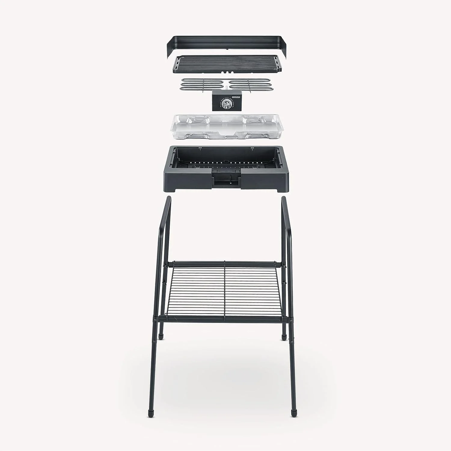 Piezas desmontables de la barbacoa eléctrica Severin PG 8568: parrilla, resistencia y bandeja