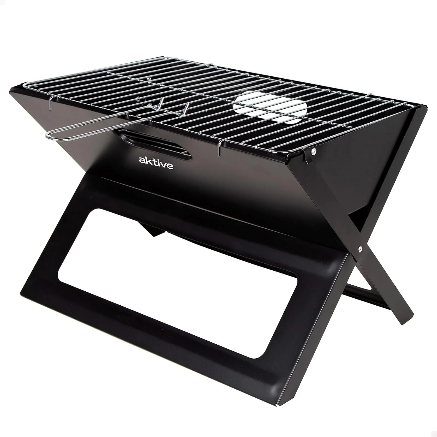 Barbacoa de carbón portátil AKTIVE 63033, de forma rectangular con patas plegables en X