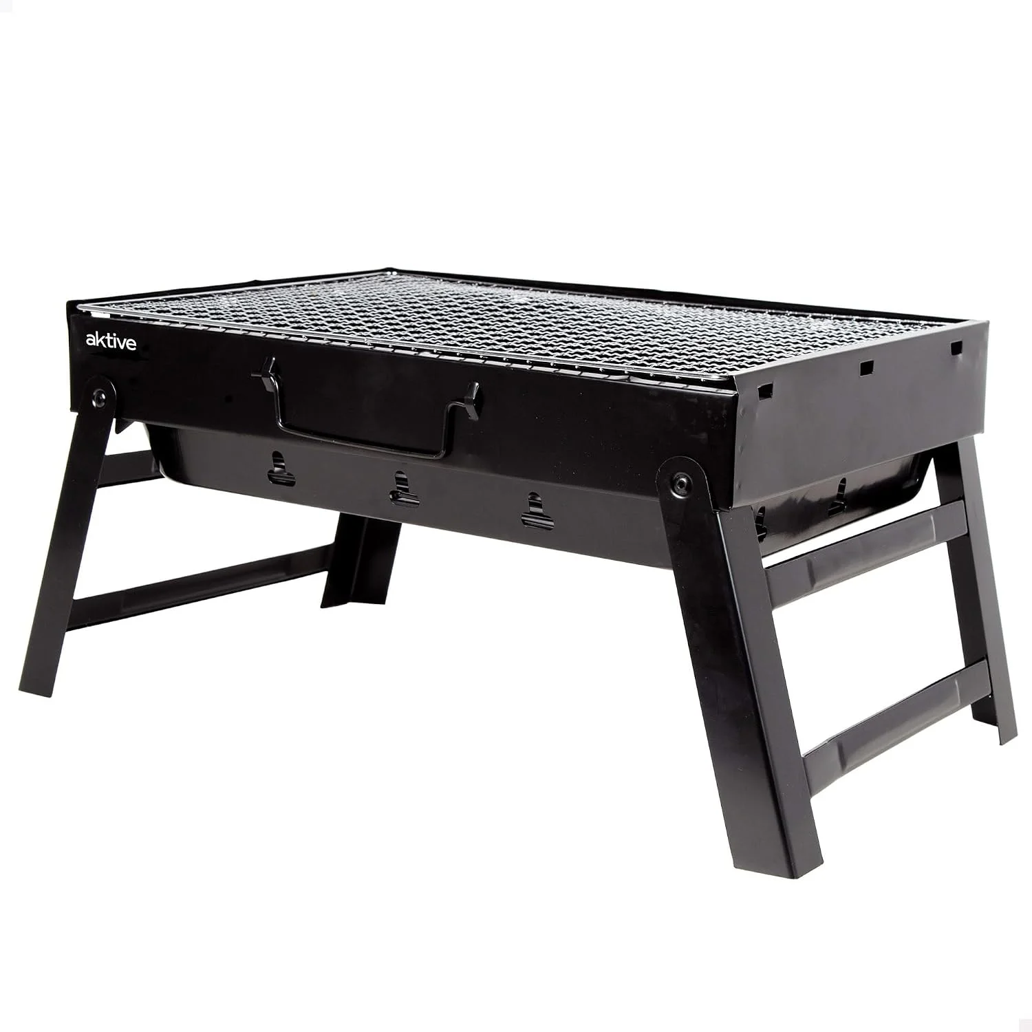Barbacoa de carbón portátil AKTIVE 63032, de forma rectangular con patas plegables